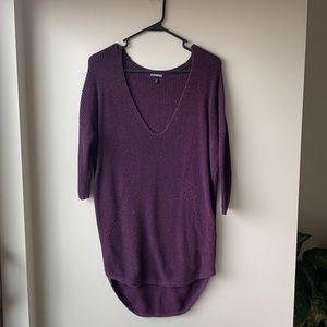 Berry Wine Knit 3/4 Sleeve Legging-Friendly Holiday, Christmas, Winter Sweater